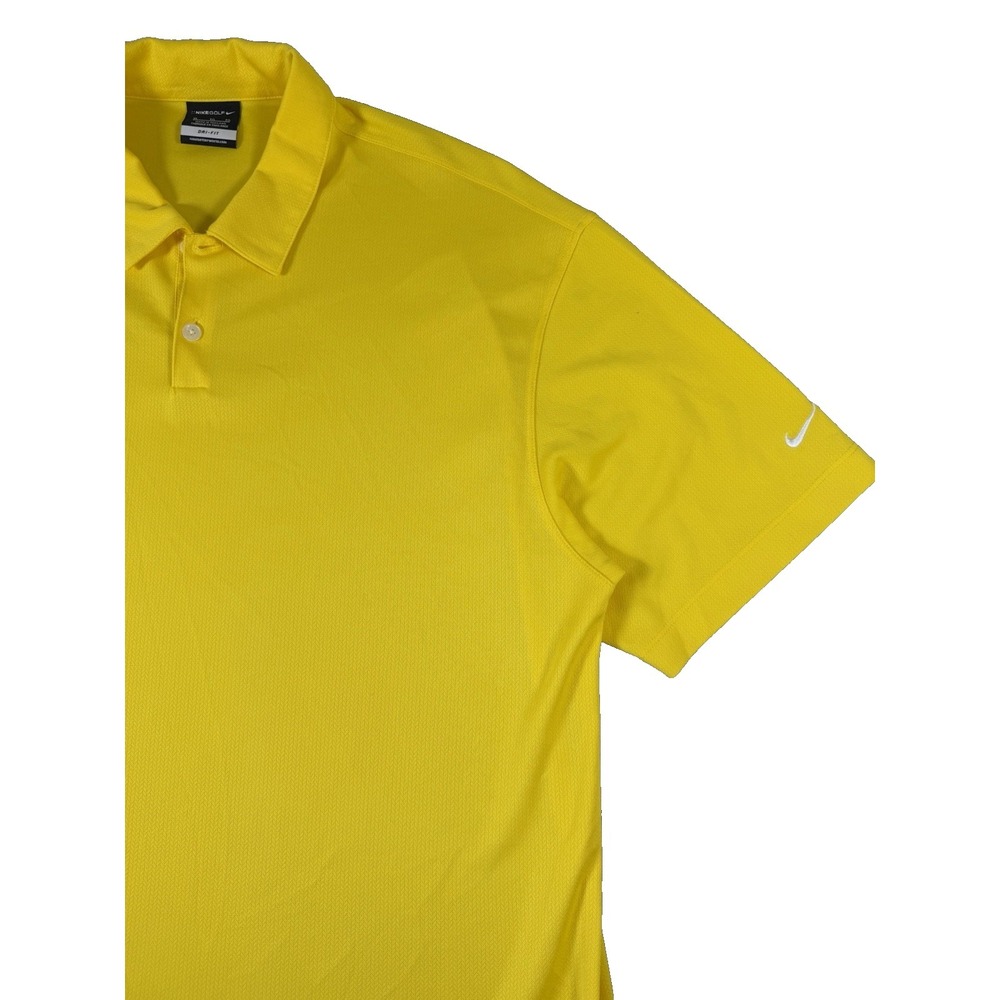 Nike Golf Dri-FIT Performance Polo Shirt Mens XL Yellow Athletic Golf Swoosh